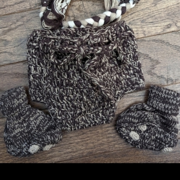 BABY Bear Hat, Diaper Cover & Booties,  Photo Prop  O/S 0-3m - Picture 6 of 7